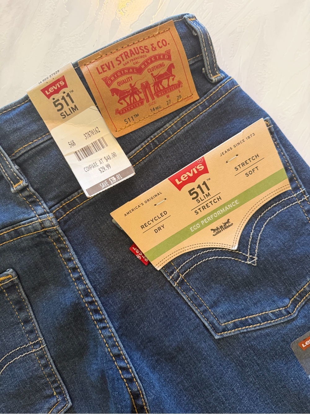 Levi's 511 Slim Stretch Jeans in Dark Blue Denim size 27x29